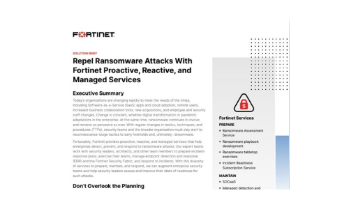 Respelli gli attacchi di ransomware con Fortinet Proactive, Reactive e Managed Services